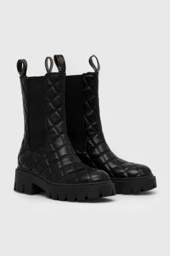 Γυναικεία Μποτάκια Δερμάτινες μπότες τσέλσι Guess Serlen χρώμα: μαύρο -Guess Κατάστημα unnamed file 1137