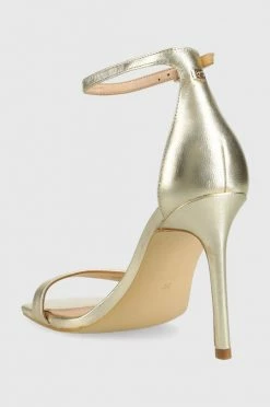 Γυναικεία Πέδιλα με τακούνι Δερμάτινα σανδάλια Guess Devon χρυσαφί -Guess Κατάστημα unnamed file 1158