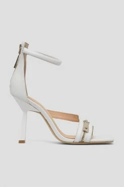 Γυναικεία Πέδιλα με τακούνι Δερμάτινα σανδάλια Guess Jeomie άσπρο