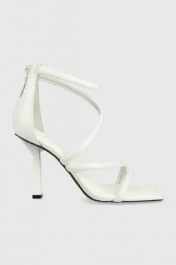 Γυναικεία Πέδιλα με τακούνι Δερμάτινα σανδάλια Guess Leance άσπρο