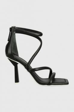 Γυναικεία Πέδιλα με τακούνι Δερμάτινα σανδάλια Guess Leance μαύρο