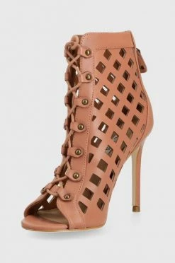 Γυναικεία Πέδιλα με τακούνι Δερμάτινα σανδάλια Guess Abriele καφέ -Guess Κατάστημα unnamed file 1920