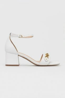 Γυναικεία Πέδιλα με τακούνι Δερμάτινα σανδάλια Guess Sara άσπρο