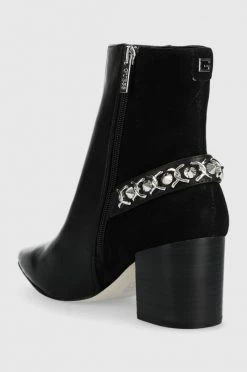 Γυναικεία Μποτάκια Δερμάτινες μπότες Guess Hibah χρώμα: μαύρο -Guess Κατάστημα unnamed file 198