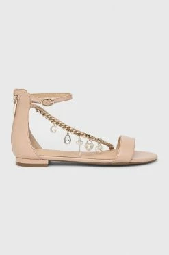 Γυναικεία Σανδάλια Δερμάτινα σανδάλια Guess Radhika χρώμα: μπεζ