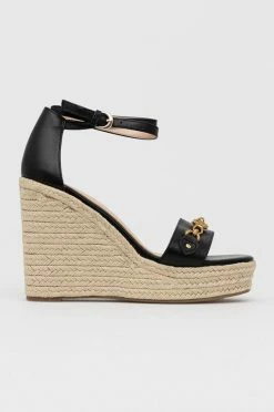 Γυναικεία Πέδιλα με τακούνι Δερμάτινα σανδάλια Guess Wendy χρώμα: μαύρο