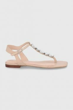 Γυναικεία Σανδάλια Δερμάτινα σανδάλια Guess Sefora χρώμα: μπεζ