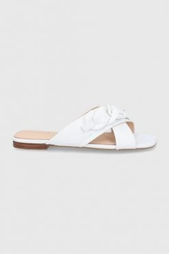 Γυναικεία Σαγιονάρες Δερμάτινες παντόφλες Guess Sameya χρώμα: άσπρο