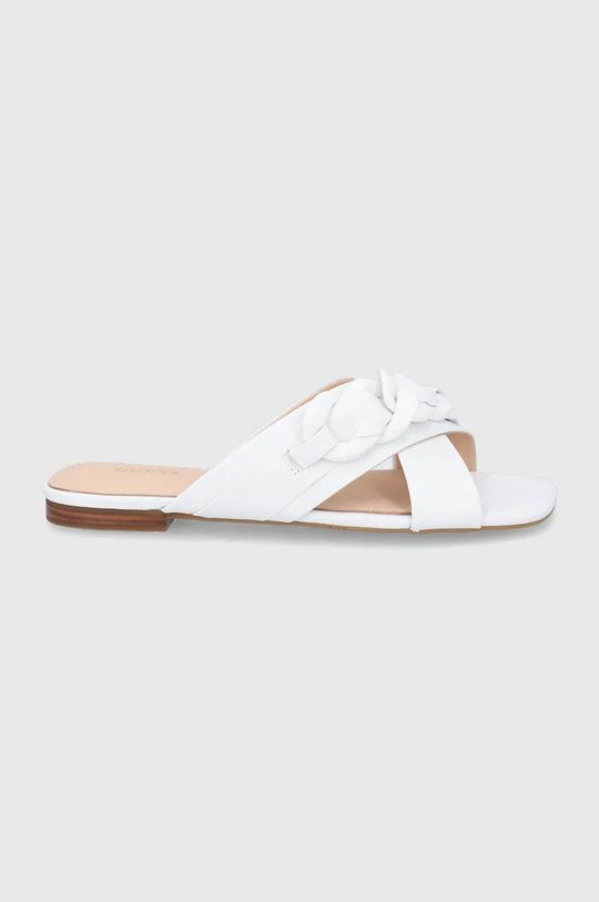 Γυναικεία Σαγιονάρες Δερμάτινες παντόφλες Guess Sameya χρώμα: άσπρο 3 Γυναικεία Σαγιονάρες Δερμάτινες παντόφλες Guess Sameya χρώμα: άσπρο