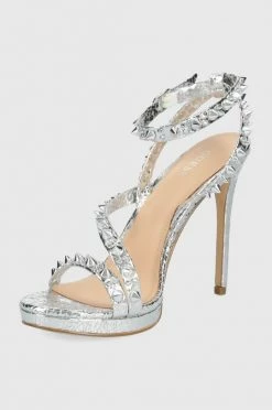 Γυναικεία Πέδιλα με τακούνι Ψηλοτάκουνα παπούτσια Guess Kaiha ασημί -Guess Κατάστημα unnamed file 2379