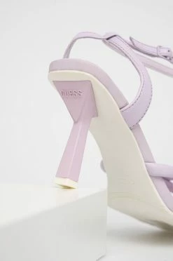 Γυναικεία Πέδιλα με τακούνι Δερμάτινα σανδάλια Guess Dezza μαύρο -Guess Κατάστημα unnamed file 2388