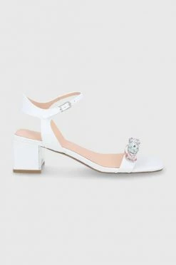 Γυναικεία Πέδιλα με τακούνι Guess - Δερμάτινα σανδάλια Guess - Δερμάτινα σανδάλια λευκό