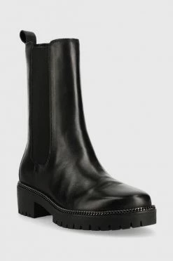 Γυναικεία Μποτάκια Δερμάτινες μπότες τσέλσι Guess Ibbie χρώμα: μαύρο -Guess Κατάστημα unnamed file 445