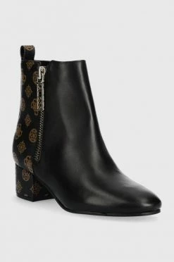 Γυναικεία Μποτάκια Δερμάτινες μπότες Guess Saeda χρώμα: μαύρο -Guess Κατάστημα unnamed file 579