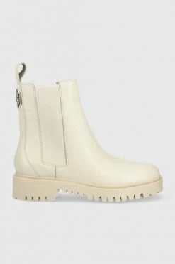 Γυναικεία Μποτάκια Δερμάτινες μπότες τσέλσι Guess Oakess χρώμα: μπεζ